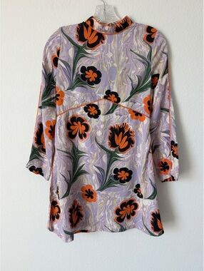 Untitled in Motion 3/4 Sleeve High Neck Floral Keyhole Back Mini Dress Size S